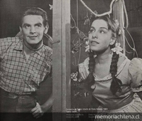 Chela Hidalgo como la princesa Panchita y Osvaldo Lagos como el príncipe Juan, en una escena de La Princesa Panchita, 1958.