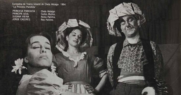 Los actores Chela Hidalgo, Carlos Muñoz, Susana Vieira y Jorge Cáceres en una escena de La Princesa Panchita, 1958.