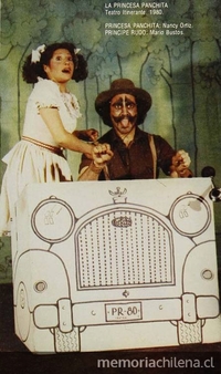 Nancy Ortiz como la princesa Panchita y Mario Bustos como el príncipe Rudo en una escena de La Princesa Panchita, 1958.