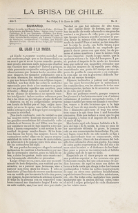 La brisa de Chile. Año 1, número 2, 2 de enero de 1876