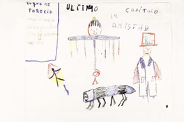 Dibujo de montaje Cada niño una historia, Compañía Escuela Teatro "Q", 1984