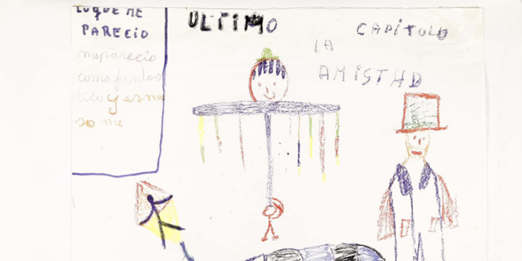 Dibujo de montaje Cada niño una historia, Compañía Escuela Teatro "Q", 1984