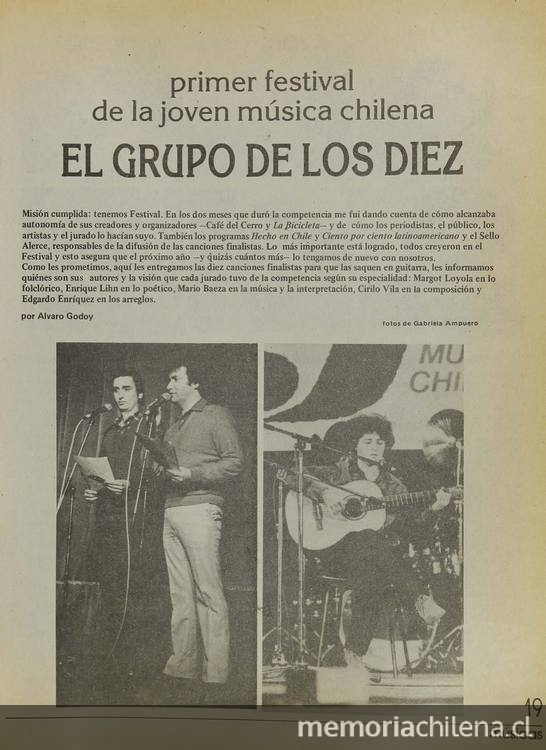 Primer festival de la joven música chilena: El grupo de los diez