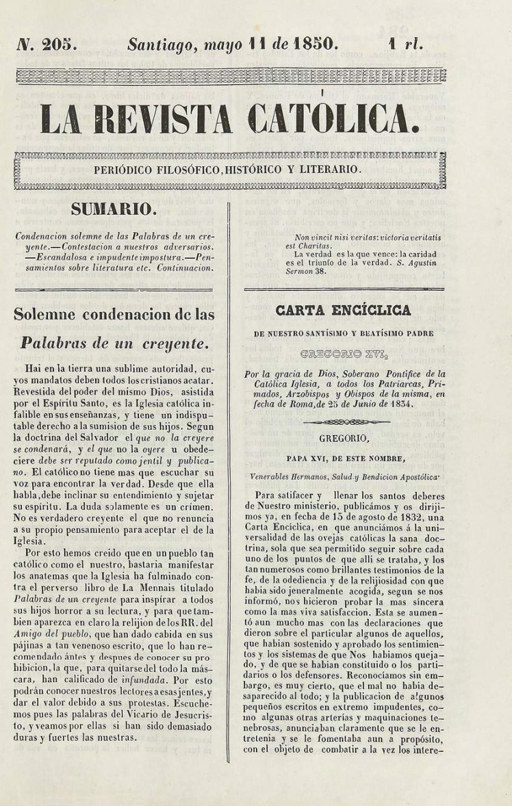Solemne condenación a las Palabras de un creyente