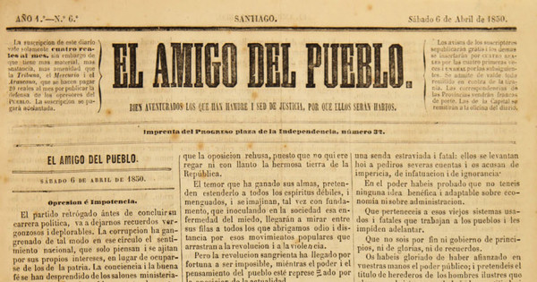 El Amigo del Pueblo. Año I, número 6, (6 abril 1850)