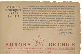 Aurora de Chile. Tomo 3, número 1, 1 de agosto de 1938