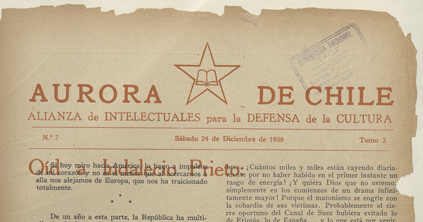 Aurora de Chile. Tomo 3, número 7, 24 de diciembre de 1938