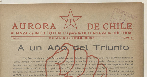 Aurora de Chile. Tomo 5, número 15, 25 de octubre de 1939