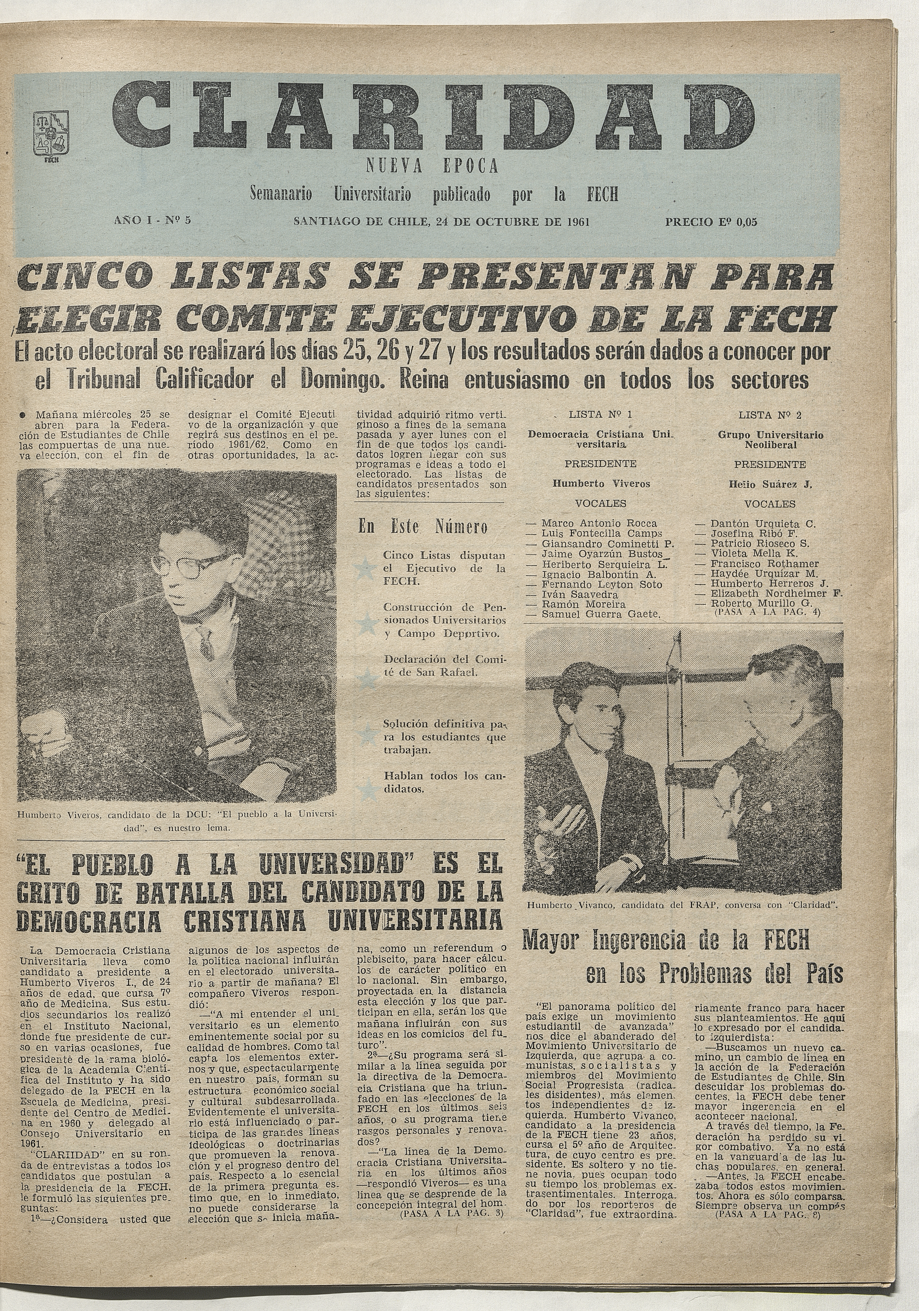Claridad, número 5, 1961