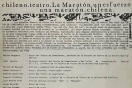 Chileno. Teatro. La Maratón. Un esfuerzo. Una maratón chilena