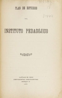 Plan de estudios del Instituto Pedagójico.