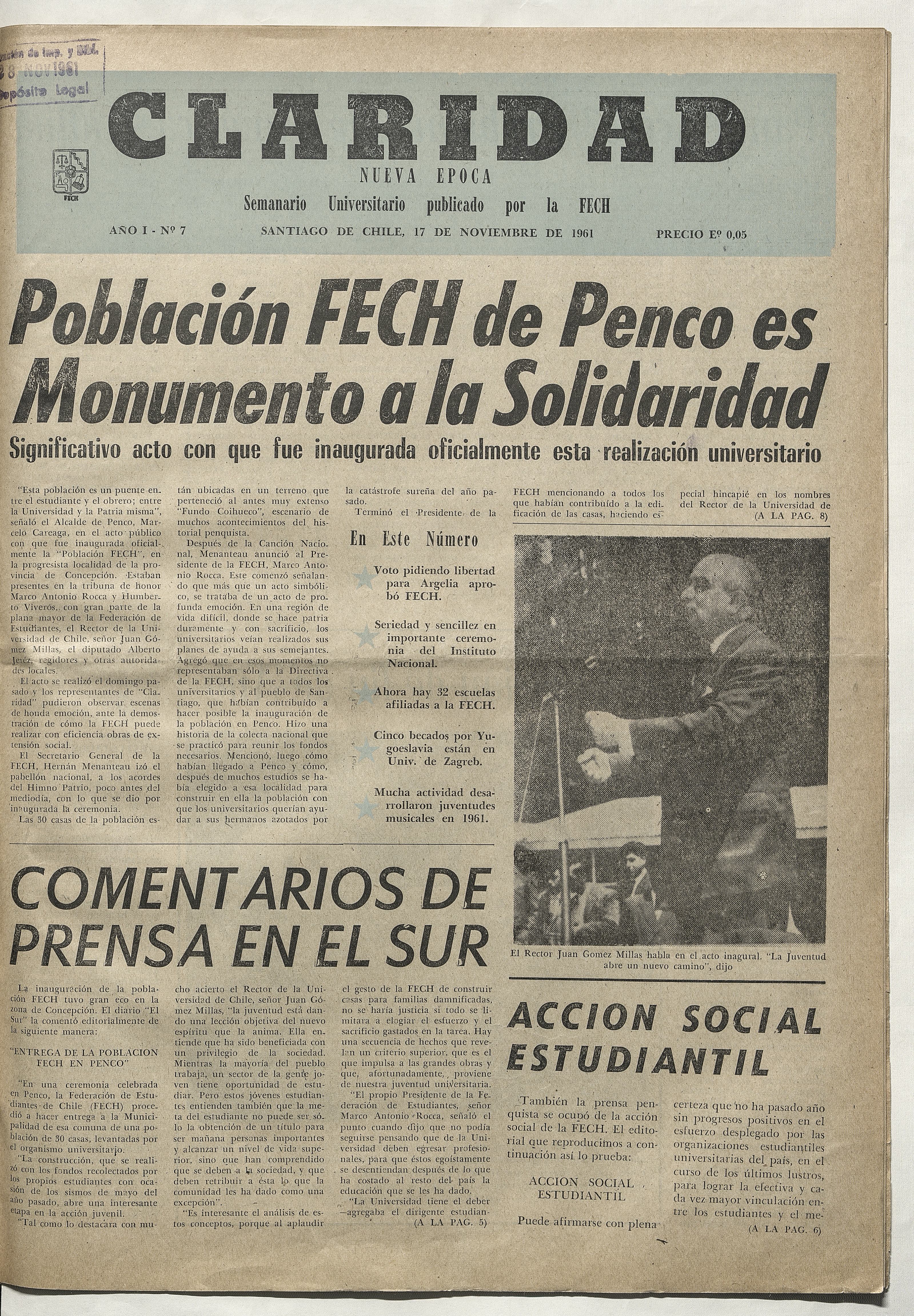 Claridad, número 7, 1961