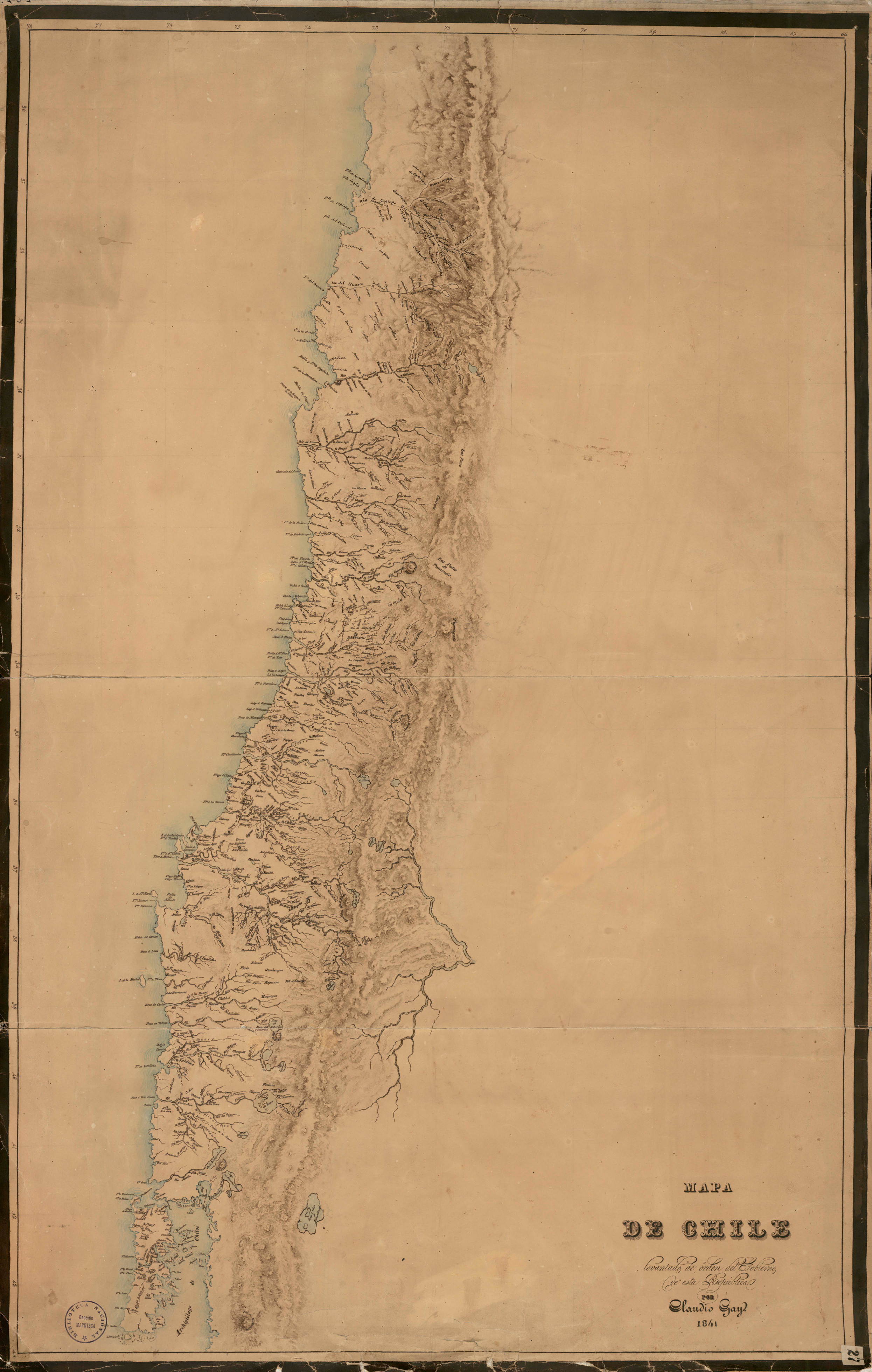 Mapa de Chile levantado de órden del Gobierno de esta República por Claudio Gay