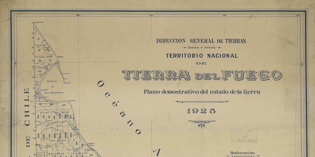 Territorio nacional de Tierra del Fuego [material cartográfico] : plano demostrativo del estado de la tierra