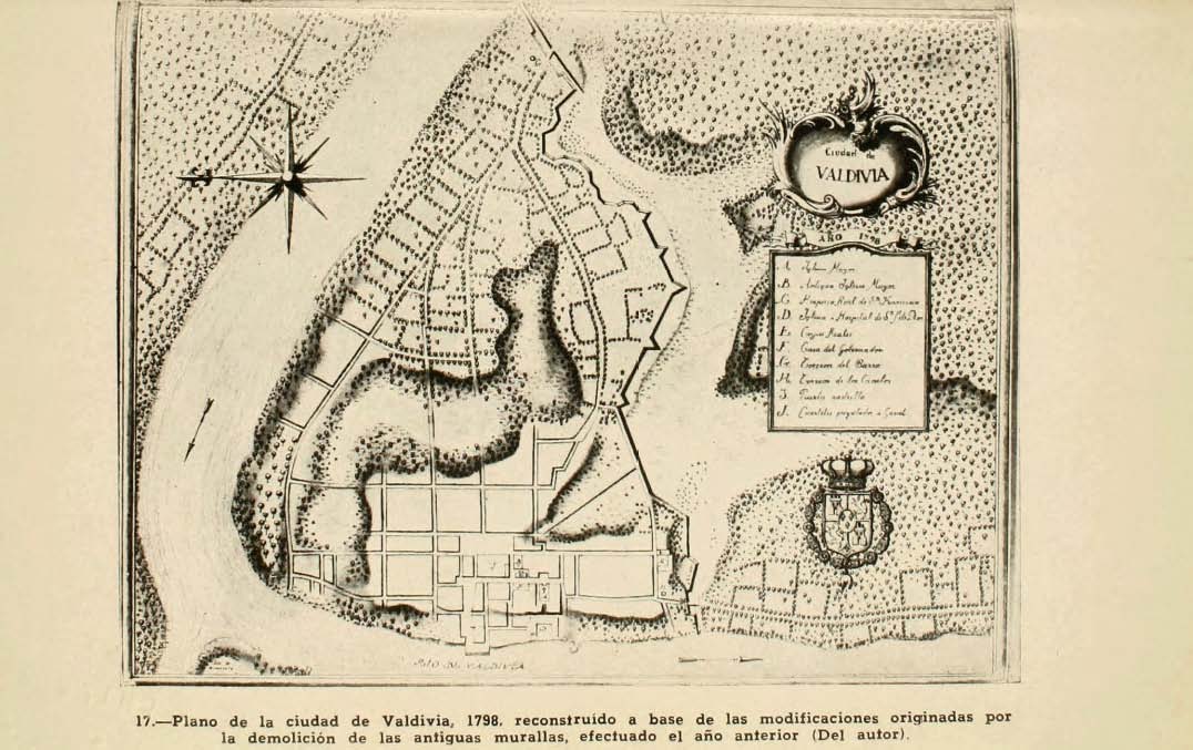 Plano de la ciudad de Valdivia, 1798.