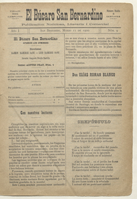 El Búcaro San Bernardino, n° 9, 11 de marzo de 1900