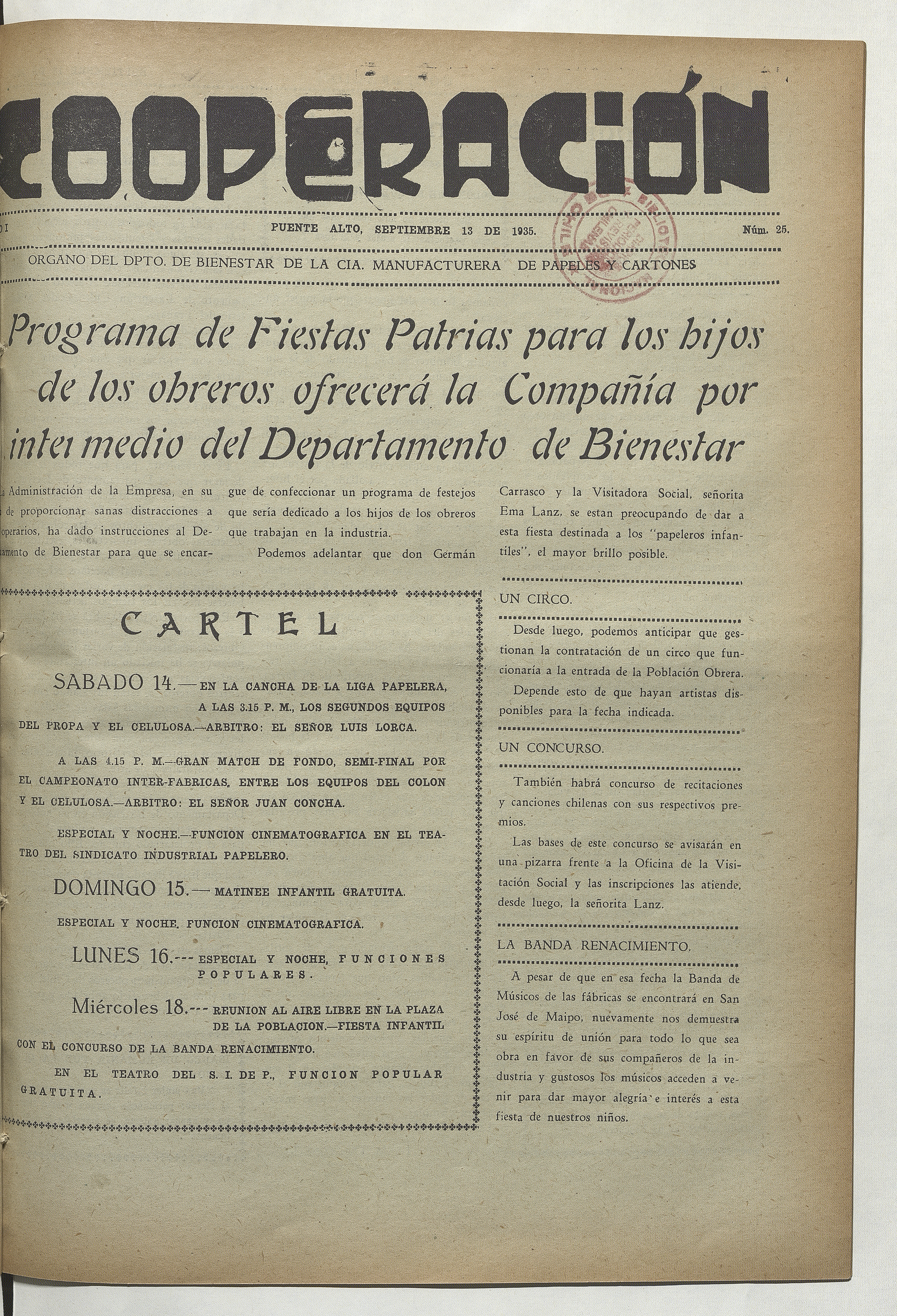 Cooperación, N° 25, 13 de septiembre de 1935