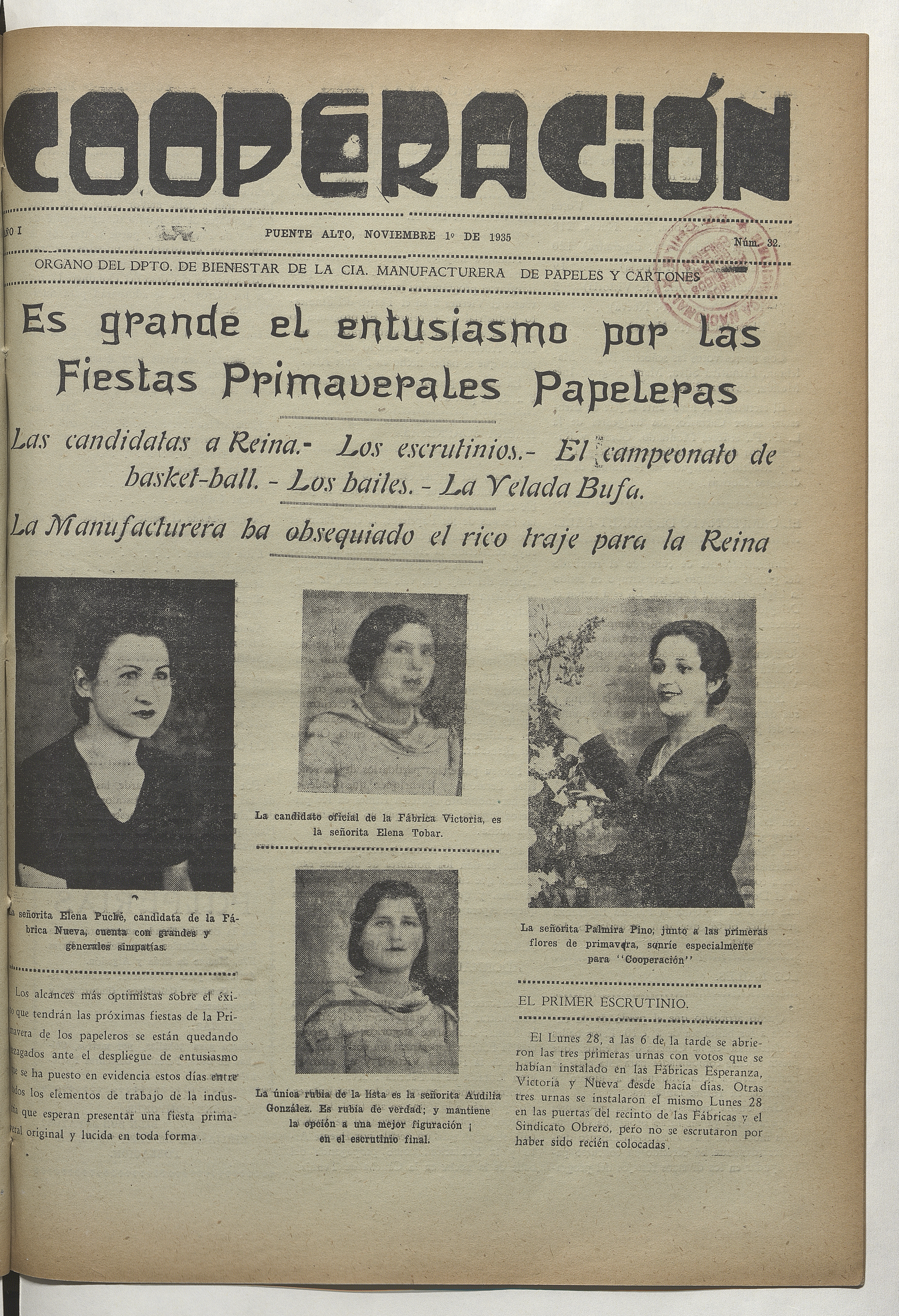 Cooperación, N° 32, 1 de noviembre de 1935