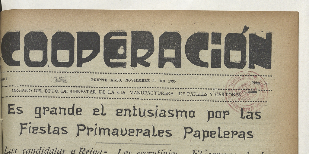 Cooperación, N° 32, 1 de noviembre de 1935