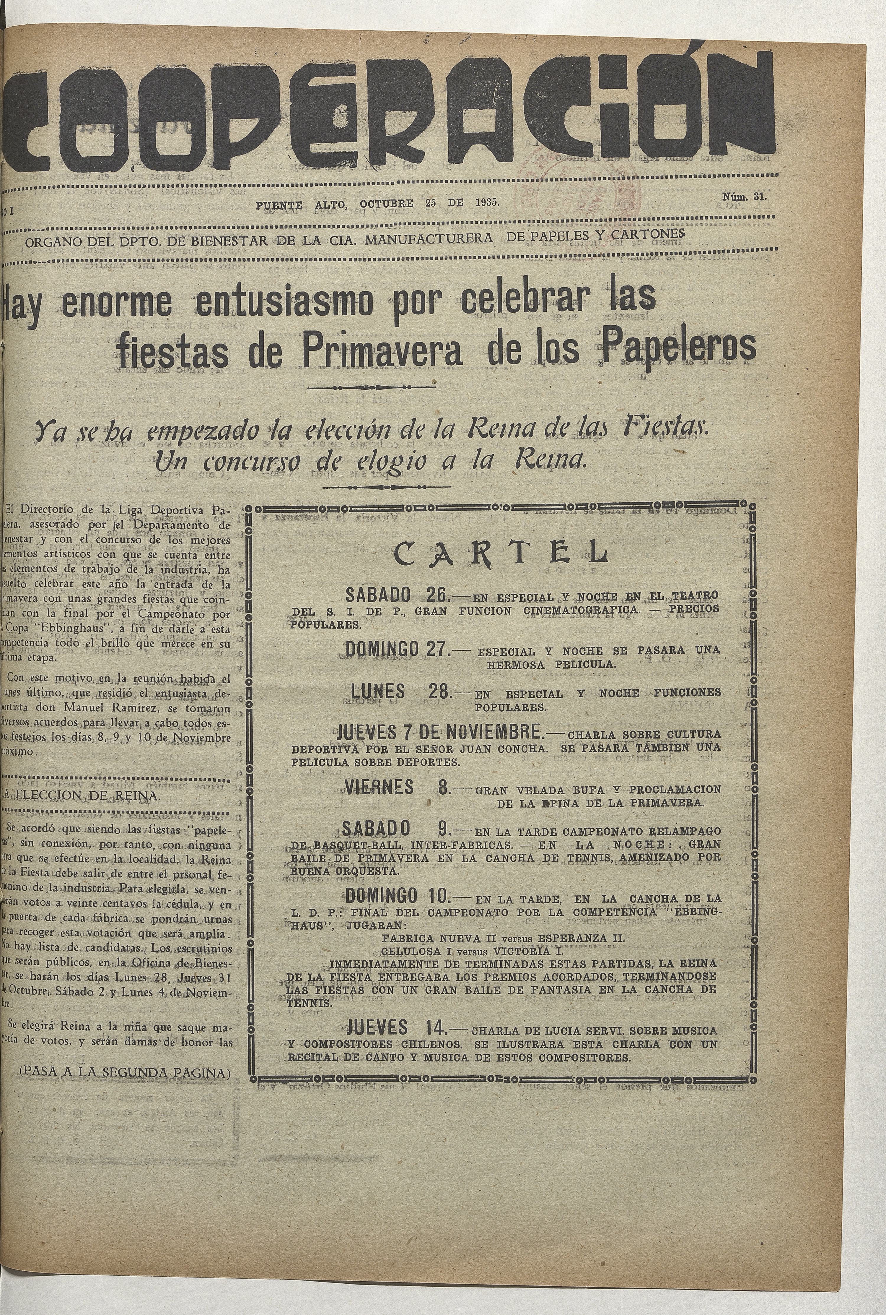 Cooperación, N° 34, 15 de noviembre de 1935