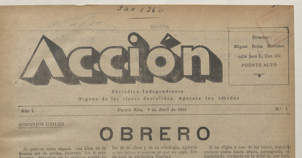 Acción, N° 1, 4 de abril de 1936