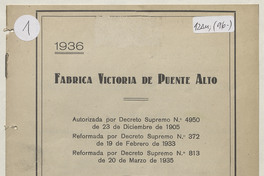 31ª memoria de la Fábrica Victoria de Puente Alto, 1936