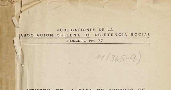 Memoria de la Casa de Socorro de Puente Alto, correspondiente al año 1937