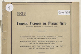 33ª memoria de la Fábrica Victoria de Puente Alto, 1938