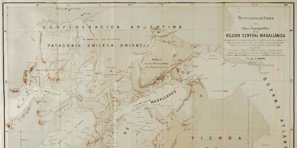 Plano topográfico de la región central magallánica