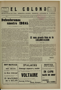 El Colono, número 2, 13 de octubre de 1935