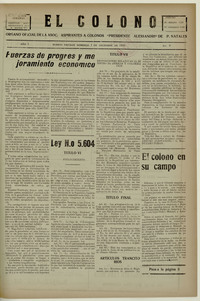 El Colono, número 9, 1 de diciembre de 1935