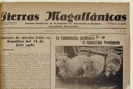 Tierras Magallánicas, número 3, 19 de agosto de 1935