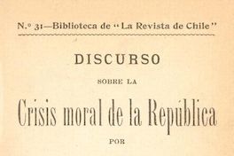 Portada de Discurso sobre la crisis moral de la república