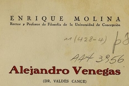 Alejandro Venegas: (Dr. Valdés Cange): estudios y recuerdos