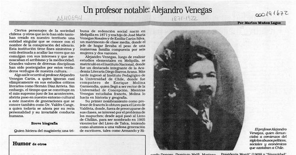 Un profesor notable, Alejandro Venegas