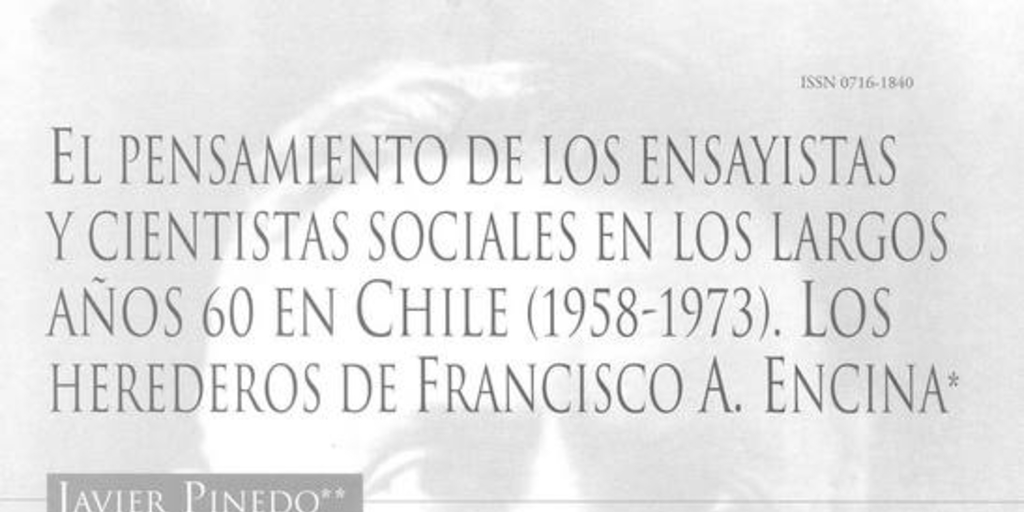 El pensamiento de los ensayistas y cientistas sociales en los largos años 60 en Chile (1958-1973)