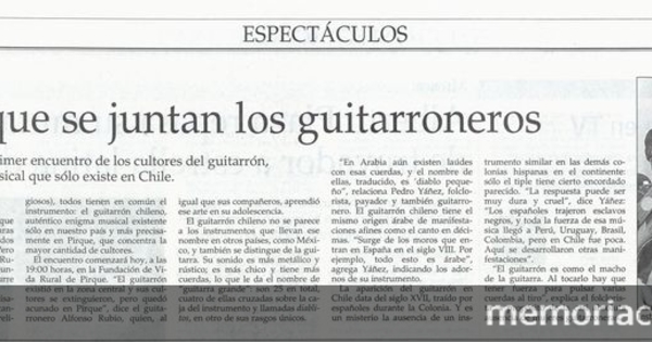 Folclor: En Pirque se juntan los guitarroneros