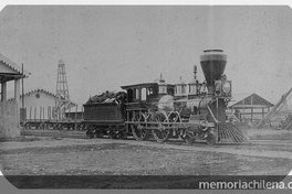 Pie de página: Locomotora. Rancagua, Santiago, 1862. Album Museo Histórico Nacional. Fotografía atribuída a E. Cachois.