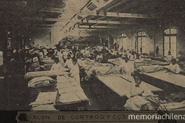 Pie de foto: Salón de cortado y costuras. Fábrica de Tejido Punto de Lana y Algodón de los señores E. Perreau y Cía. 1920