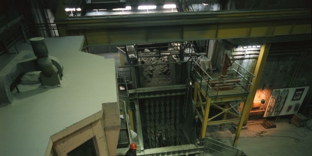 Planta chancado, interior mina El Teniente. 1989. Fotografía de Jack Ceitelis.