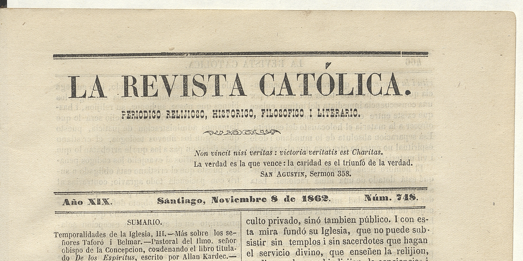 Pastoral del Ilustrísimo Señor Obispo de la Concepción condenando el libro titulado ‘De los Espíritus’, escrito por Allan Kardec