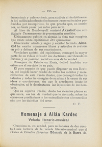 Homenaje a Allan Kardec. Velada literario-musical