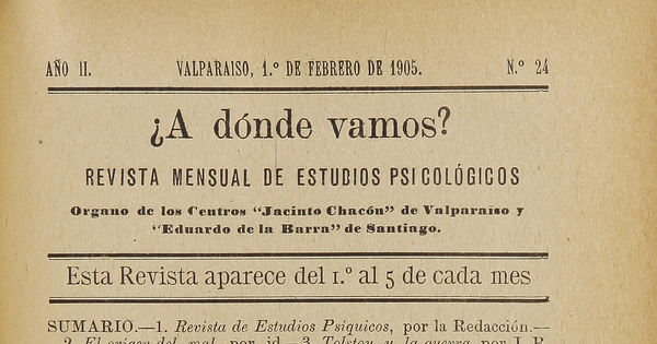 A dónde vamos?, n° 24, febrero de 1905