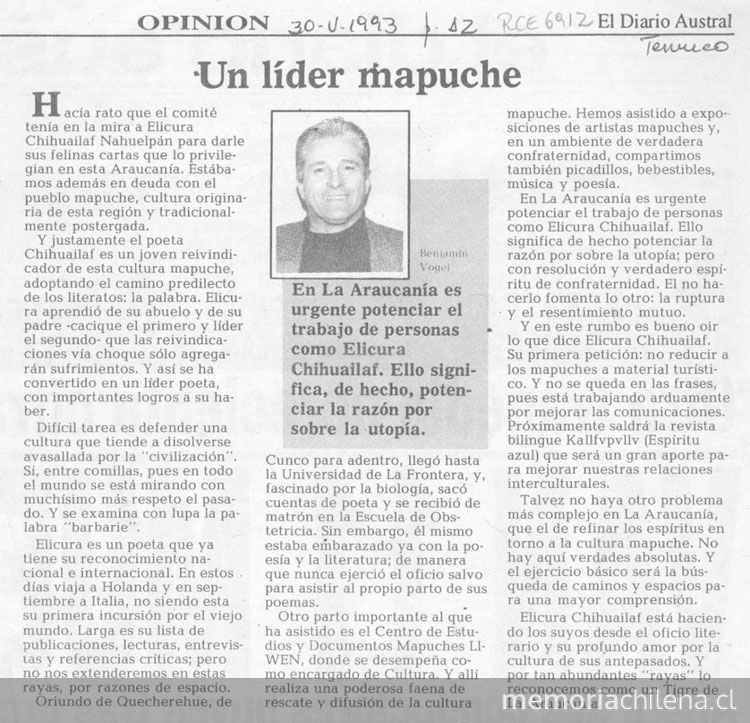 Un líder mapuche