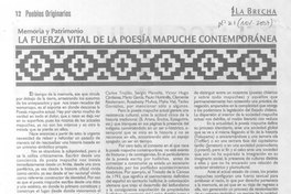 La fuerza vital de la poesía mapuche contemporánea