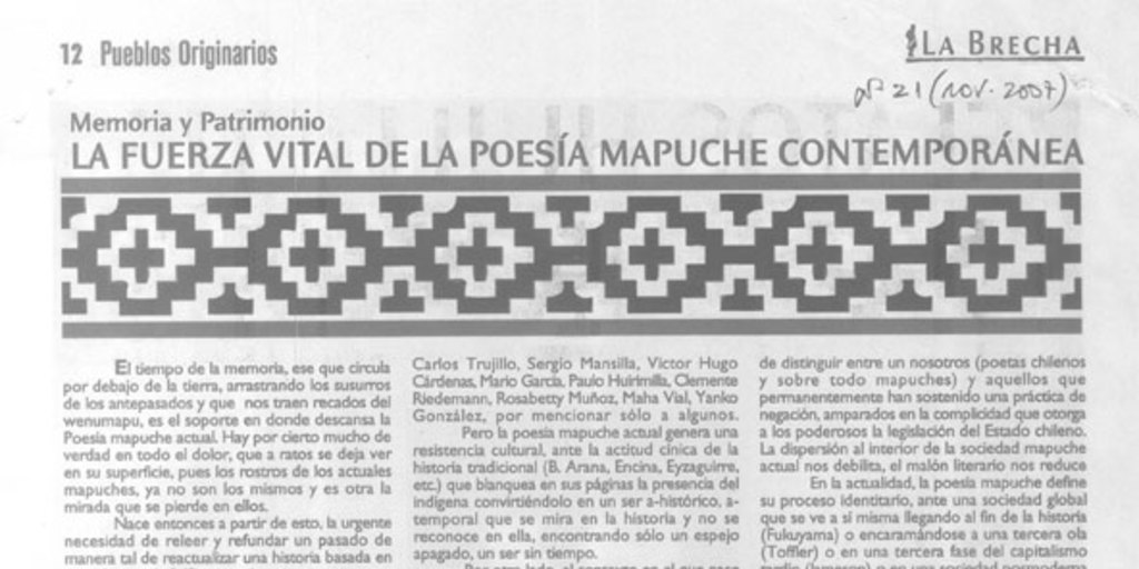 La fuerza vital de la poesía mapuche contemporánea