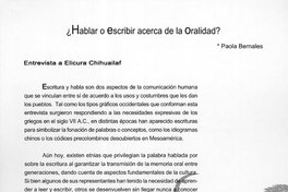 ¿Hablar o escribir acerca de la oralidad?