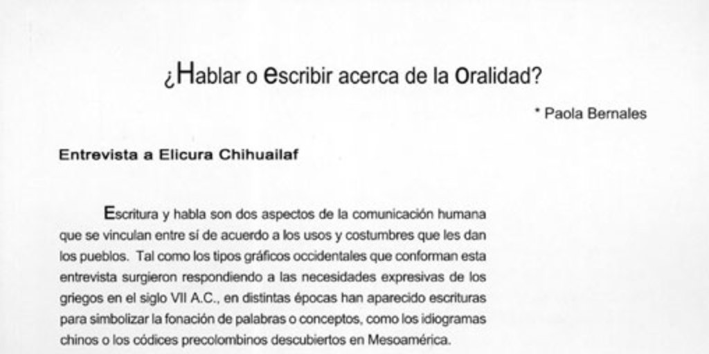 ¿Hablar o escribir acerca de la oralidad?