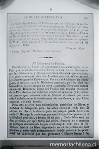 Decreto proclama, publicada en el "Monitor Araucano", órgano oficial del Gobierno, por el cual se procede a crea una Biblioteca Nacional el 19 de agosto de 1813. [fotografía]