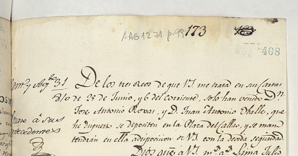 [Carta] 1810 Jul. 24, Lima [al] S[eñ]or Precid[en]te y Cap[ita]n G[ene]ral del Reyno de Chile[manuscrito}